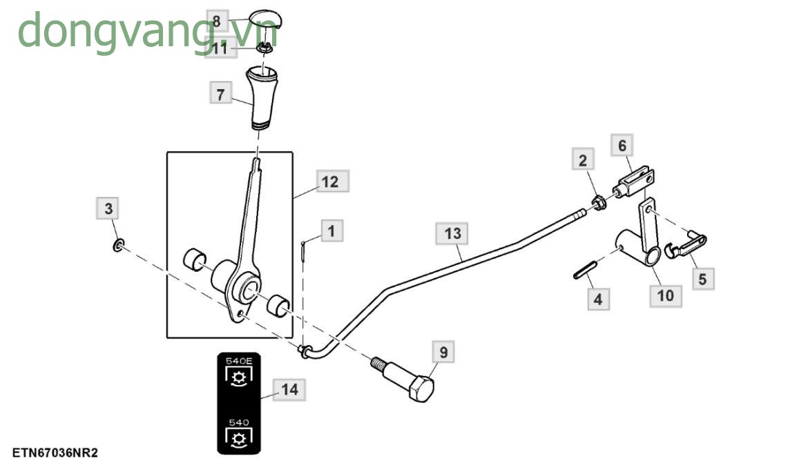 Control Lever, Dual Clutch, Dual PTO (2/2) - ST518728